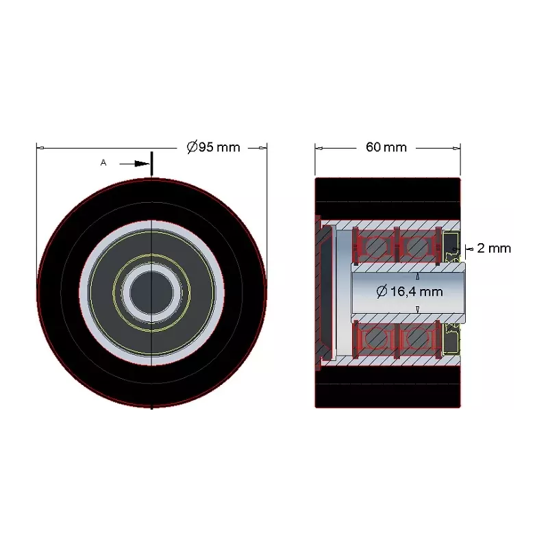 Rolle Nr. 188 – Rolle aus Stahl-Gummi Ø95 mm für Maschinen von ROPA | OEM ROPA 252096 | Hersteller KiJ