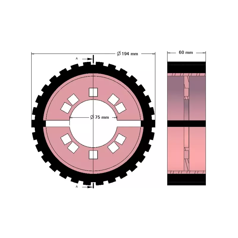 Rolle Nr. 230 – Antriebsrolle aus Stahl-Gummi Ø194 mm für Maschinen von Grimme | OEM Grimme 076.04013 | Hersteller KiJ