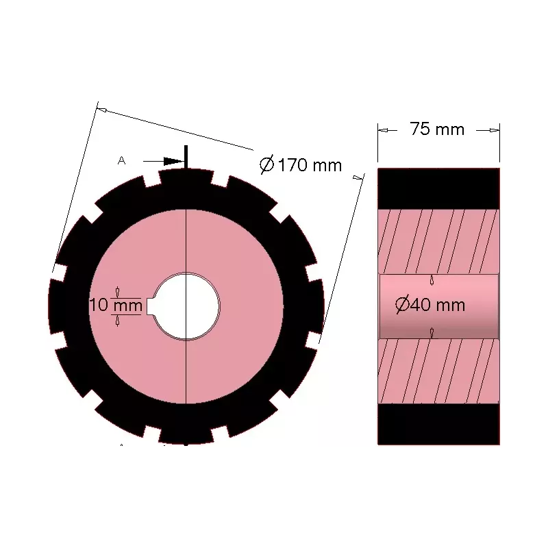 Rolle Nr. 266 – Antriebsrolle aus Stahl-Gummi Ø170 mm für Maschinen von AVR | OEM AVR 742.20.80 | Hersteller KiJ