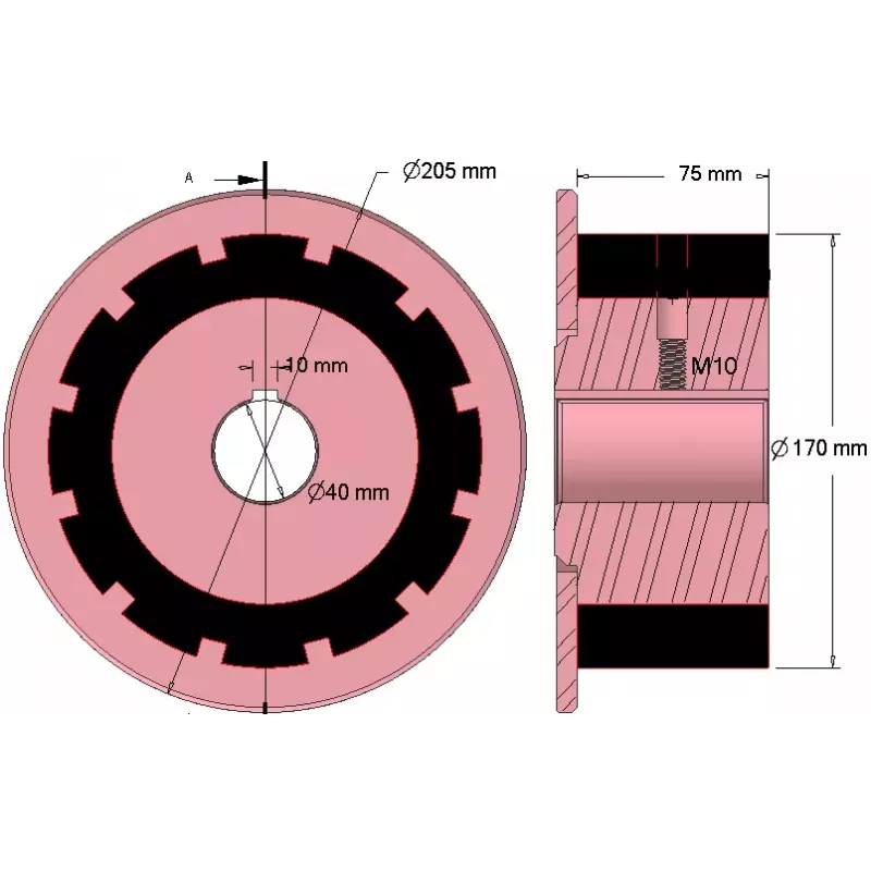 Rolle Nr. 267 – Antriebsrolle aus Stahl-Gummi Ø170 mm für Maschinen von AVR | OEM AVR 742.20.70 | Hersteller KiJ