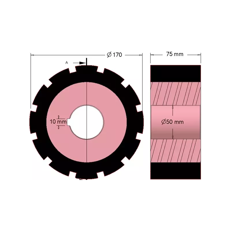 Rolle Nr. 271 – Antriebsrolle aus Stahl-Gummi Ø170 mm für Maschinen von AVR | OEM AVR 742.20.85 | Hersteller KiJ