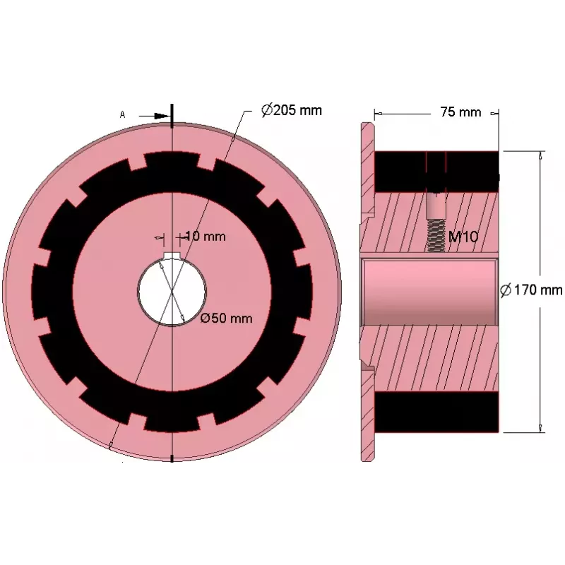 Rolle Nr. 272 – Antriebsrolle aus Stahl-Gummi Ø170 mm für Maschinen von AVR | OEM AVR 742.20.75 | Hersteller KiJ