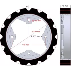 Rolle Nr. 274 – Antriebsrolle aus Stahl-Gummi Ø250 mm für Maschinen von Dewulf | OEM Dewulf 0000005328 | Hersteller KiJ