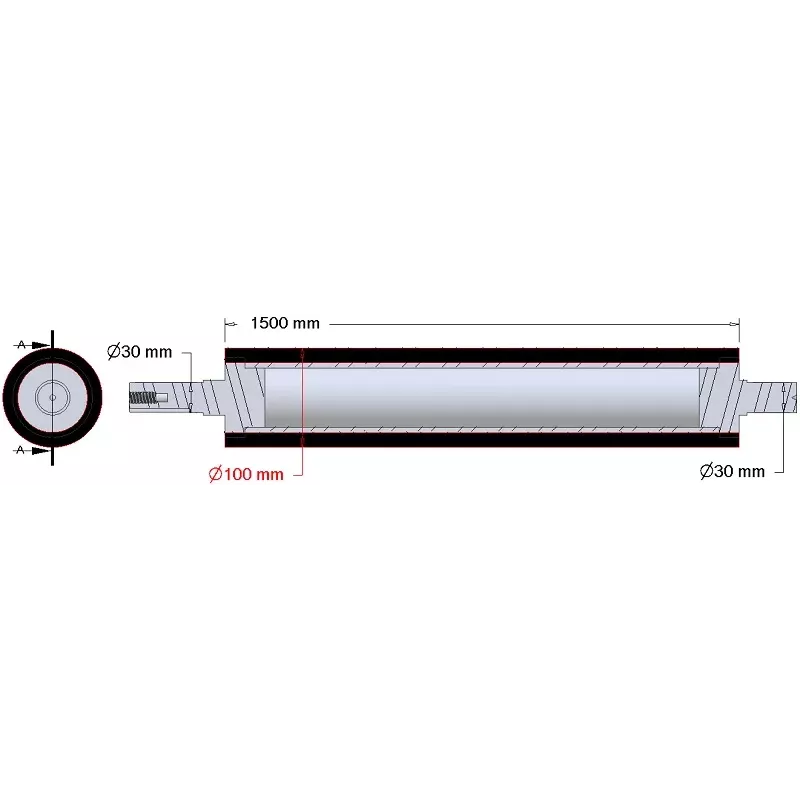 Rolle Nr. 282 – Abstreiferwelle aus Stahl-Gummi Ø100 mm für Maschinen von AVR | OEM AVR 282.16.20 | Hersteller KiJ