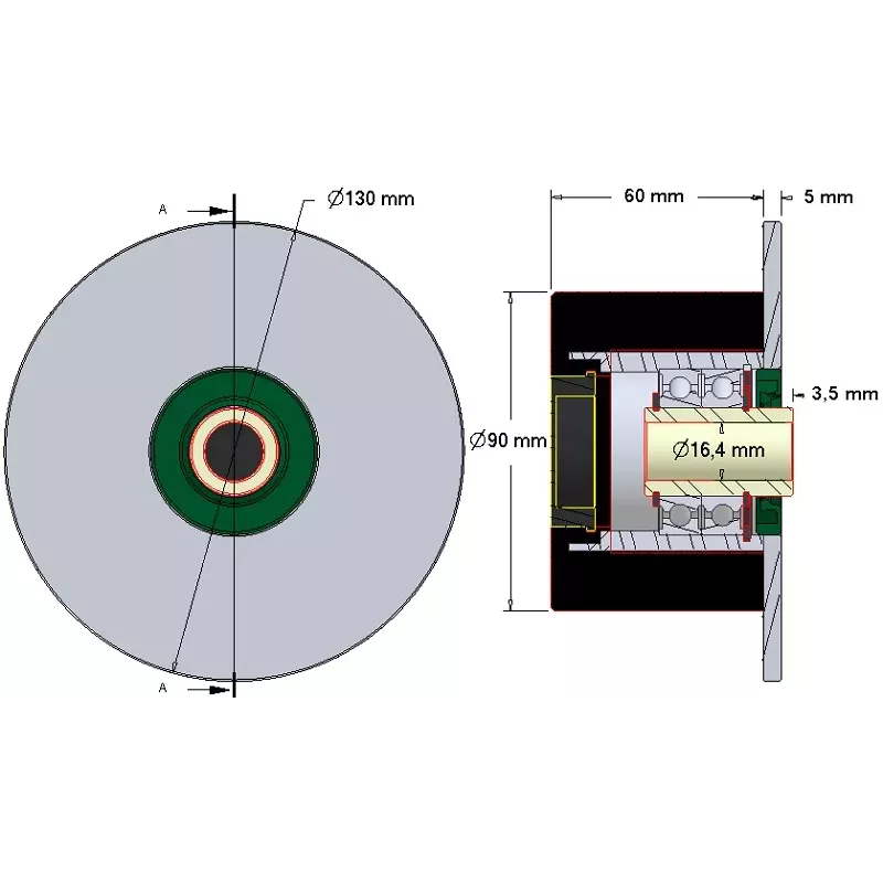 Rolle Nr. 297 – Stützrolle aus Stahl-Gummi Ø90 mm für Maschinen von Holaras | Hersteller KiJ