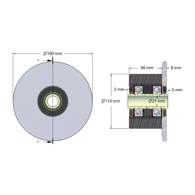 Rolle Nr. 24H – Stützrolle aus Stahl-Gummi Ø110 mm für Maschinen von Holmer | OEM Holmer 252061, 1130006938 | Hersteller KiJ
