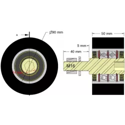 Rolle Nr. 311a – Stützrolle aus Stahl-Gummi Ø90 mm für Maschinen von Guaresi | Hersteller KiJ