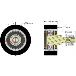 Rolle Nr. 313 – Stützrolle aus Stahl-Gummi Ø80 mm für Maschinen von Guaresi | OEM Guaresi P7714120000 | Hersteller KiJ