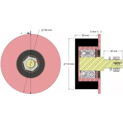 Rolle Nr. 324 – Stützrolle aus Stahl-Gummi Ø110 mm für Maschinen von Sandei | OEM Sandei D0022 | Hersteller KiJ