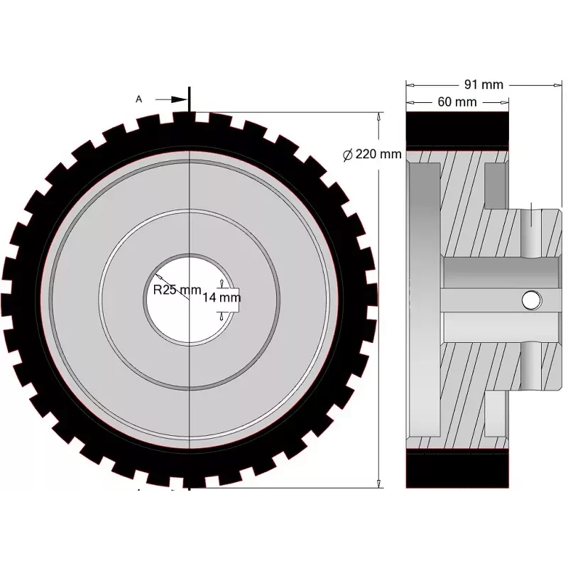 Rolle Nr. 333 – Rolle Ø220 mm für Maschinen von Wuhlmaus | Hersteller KiJ