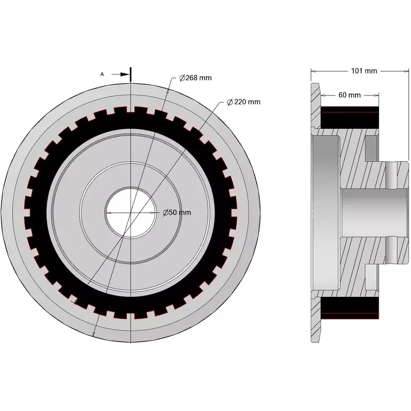 Rolle Nr. 334 – Rolle Ø220 mm für Maschinen von Wuhlmaus | Hersteller KiJ