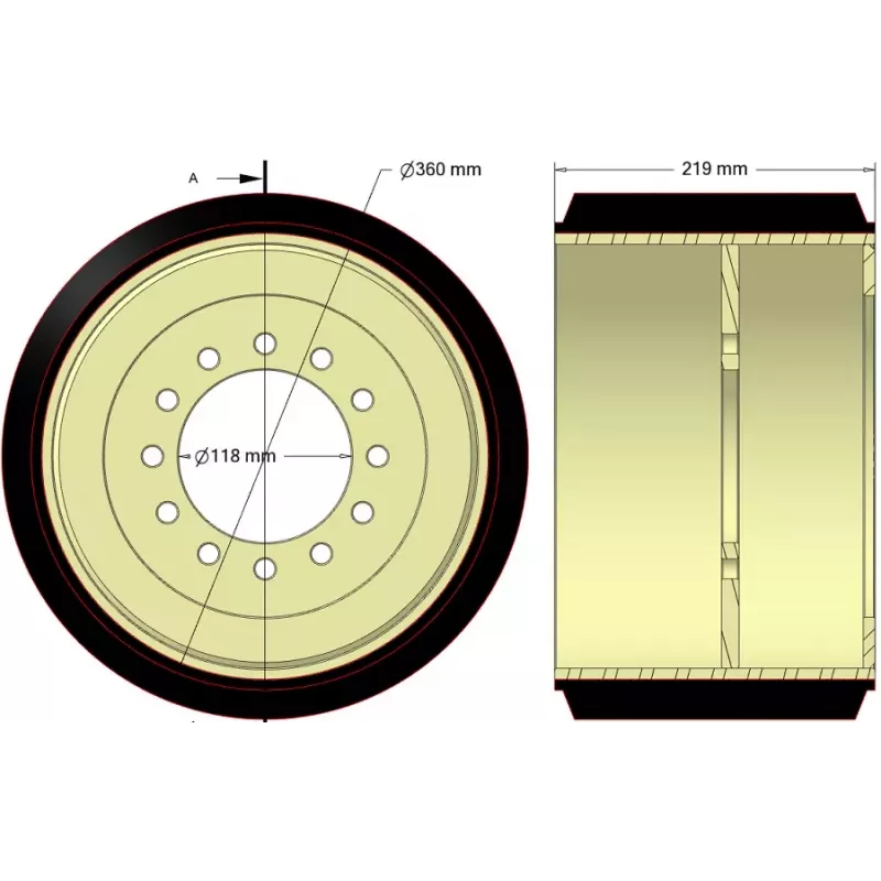 Rolle Nr. 343 (nur Aufarbeitung) – Aufarbeitung: Rolle Ø360 mm | OEM 0007500240 | Hersteller KiJ