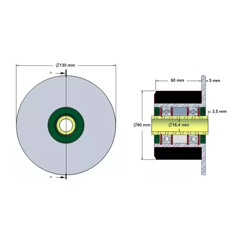 Rolle Nr. 25 – Rolle aus Stahl-Gummi Ø90 mm für Maschinen von ROPA | OEM ROPA 252019, 1130004669, 252105 | Hersteller KiJ