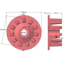 Rolle Nr. 48 – Antriebsrolle aus Gusseisen Ø145 mm, Teilung 44 mm | Hersteller KiJ