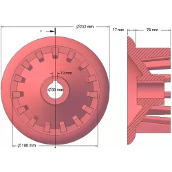 Rolle Nr. 50 – Antriebsrolle aus Gusseisen Ø180 mm, Teilung 40 mm | Hersteller KiJ