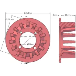 Rolle Nr. 52 – Antriebsrolle aus Gusseisen Ø178 mm, Teilung 40 mm, für Maschinen von Grimme | OEM Grimme 006.00031 | Hersteller KiJ