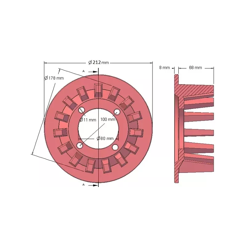 Rolle Nr. 52 – Antriebsrolle aus Gusseisen Ø178 mm, Teilung 40 mm, für Maschinen von Grimme | OEM Grimme 006.00031 | Hersteller KiJ
