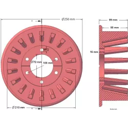 Rolle Nr. 55 – Antriebsrolle aus Stahl Ø215 mm, Teilung 40 mm, für ROPA Euro Tiger | OEM ROPA 252069 | Hersteller KiJ