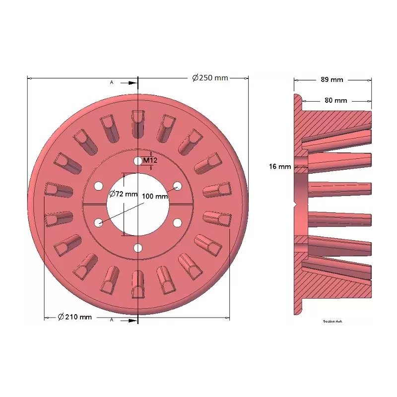 Rolle Nr. 55 – Antriebsrolle aus Stahl Ø215 mm, Teilung 40 mm, für ROPA Euro Tiger | OEM ROPA 252069 | Hersteller KiJ
