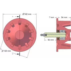 Rolle Nr. 56 – Umlenkrolle aus Gusseisen Ø120 mm, Teilung 40 mm, für Maschinen von Stoll | OEM Stoll 1507970, 1507980 | Hersteller KiJ