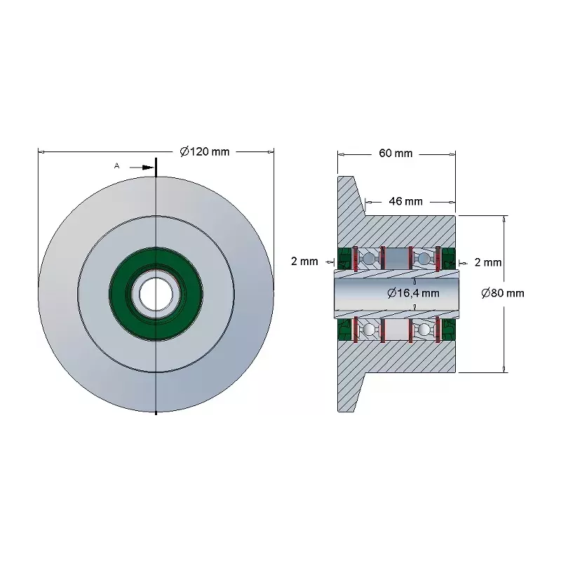 Rolle Nr. 59 – Umlenkrolle aus Stahl Ø80 mm für Maschinen von Reekie | OEM Reekie RSS1138 | Hersteller KiJ