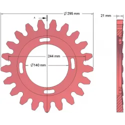 Rolle Nr. 73 – Antriebsrolle aus Gusseisen Ø295 mm, Teilung 40 mm, für Maschinen von Grimme | OEM Grimme 200.06504, 006.00294 | Hersteller KiJ