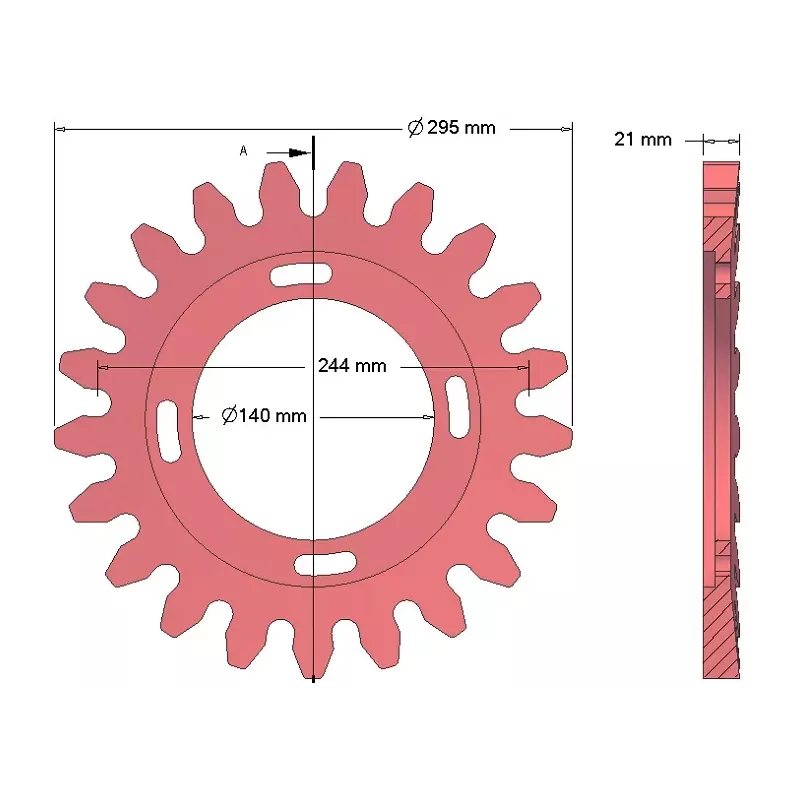 Rolle Nr. 73 – Antriebsrolle aus Gusseisen Ø295 mm, Teilung 40 mm, für Maschinen von Grimme | OEM Grimme 200.06504, 006.00294 | Hersteller KiJ