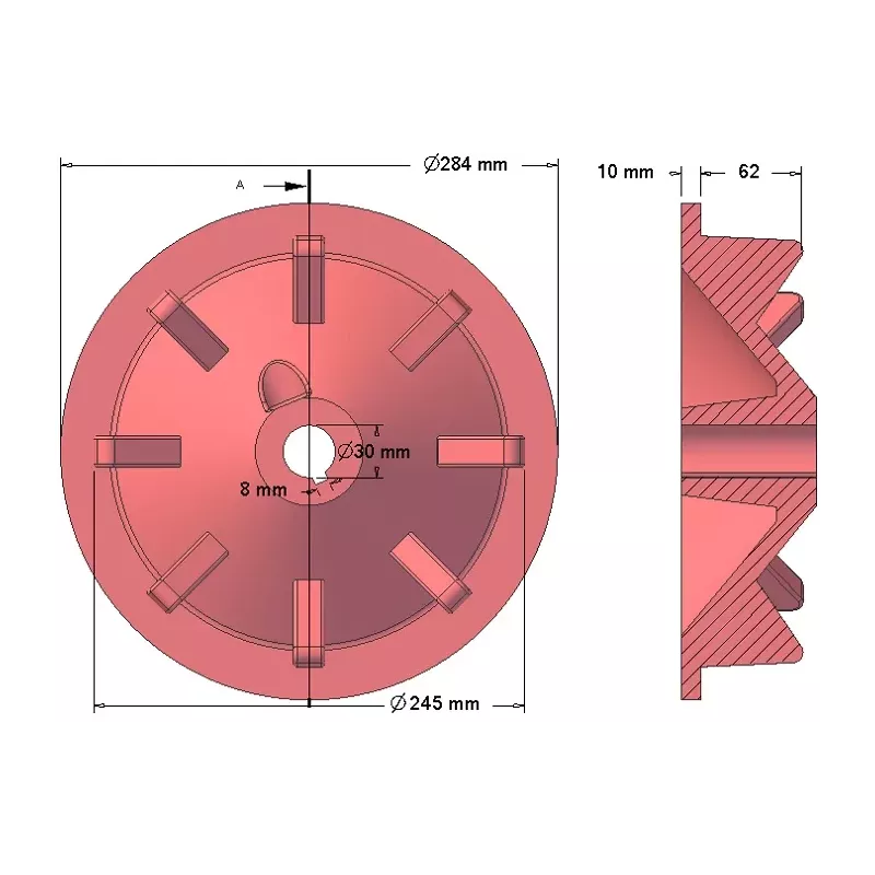 Rolle Nr. 74 – Antriebsrolle aus Gusseisen Ø248 mm, Teilung 50 mm, für Kartoffelroder Anna | OEM Anna 564551003 | Hersteller KiJ
