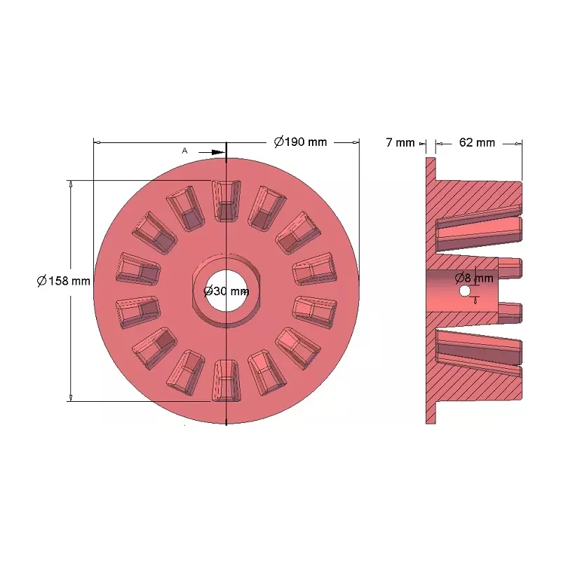 Rolle Nr. 76 – Antriebsrolle aus Gusseisen Ø158 mm | Hersteller KiJ