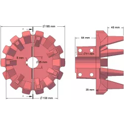 Rolle Nr. 79 – Antriebsrolle aus Gusseisen Ø195 mm, Teilung 40 mm, für Kartoffelroder Anna | OEM Anna 564538002 | Hersteller KiJ