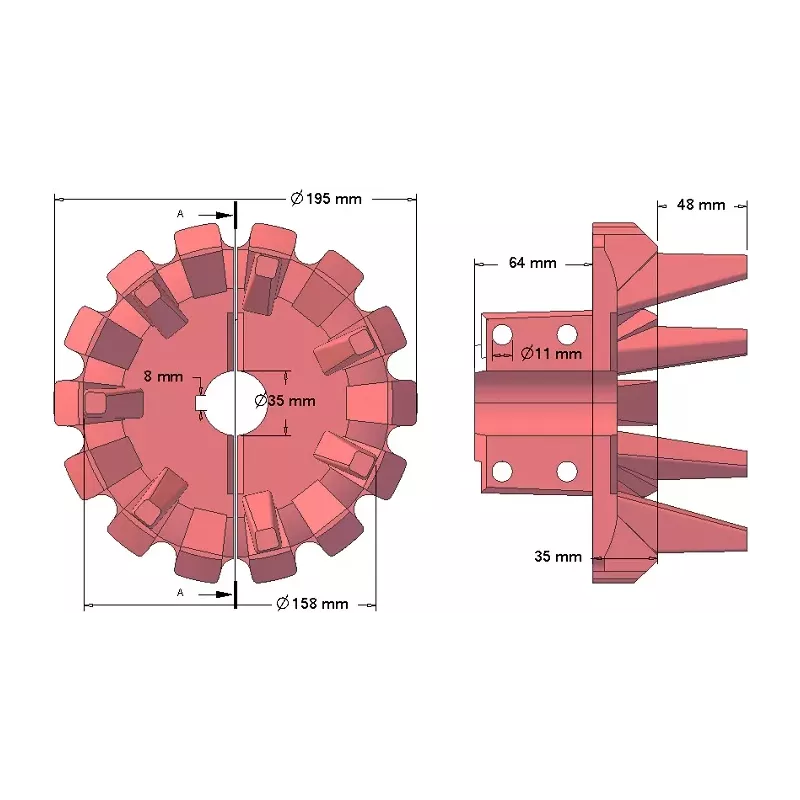 Rolle Nr. 79 – Antriebsrolle aus Gusseisen Ø195 mm, Teilung 40 mm, für Kartoffelroder Anna | OEM Anna 564538002 | Hersteller KiJ