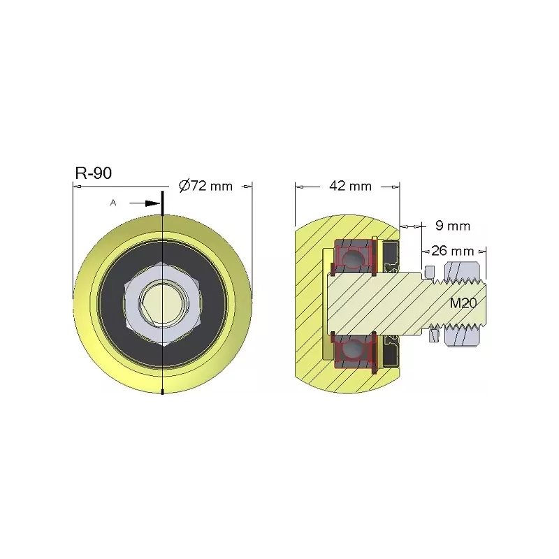 Rolle Nr. 90 – Rolle aus Gusseisen Ø72 mm für Maschinen von Wuhlmaus | OEM Wuhlmaus 5644-33-002, 000.03.005.00 | Hersteller KiJ