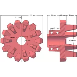Rolle Nr. 96 – Antriebsrolle aus Gusseisen Ø168 mm, Teilung 42 mm | Hersteller KiJ