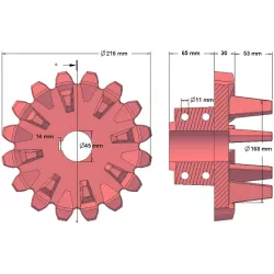 Rolle Nr. 98 – Antriebsrolle aus Gusseisen Ø168 mm, Teilung 36 mm | Hersteller KiJ