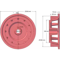Rolle Nr. 103 – Antriebsrolle aus Gusseisen Ø258 mm, Teilung 35 mm | Hersteller KiJ