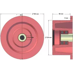 Rolle Nr. 121 – Stützrolle Ø128 mm für Maschinen von Grimme | OEM Grimme 200.49508 | Hersteller KiJ