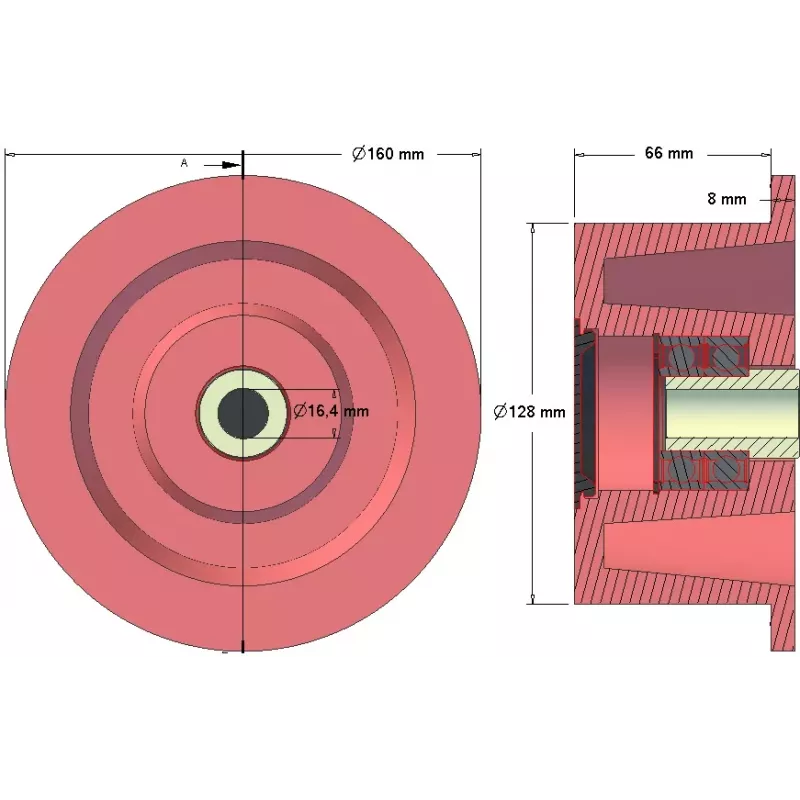 Rolle Nr. 121 – Stützrolle Ø128 mm für Maschinen von Grimme | OEM Grimme 200.49508 | Hersteller KiJ