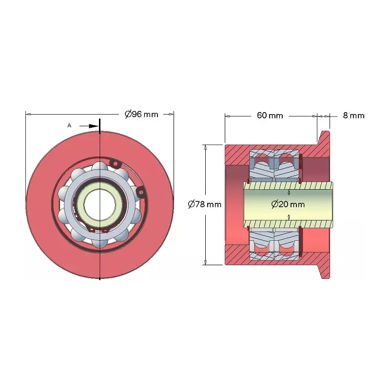 Rolle Nr. 124 – Umlenkrolle aus Stahl Ø78 mm | Hersteller KiJ