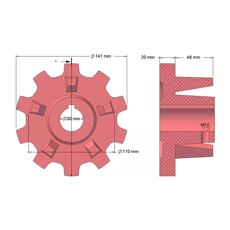 Rolle Nr. 126 – Antriebsrolle aus Gusseisen Ø110 mm, Teilung 40 mm | Hersteller KiJ