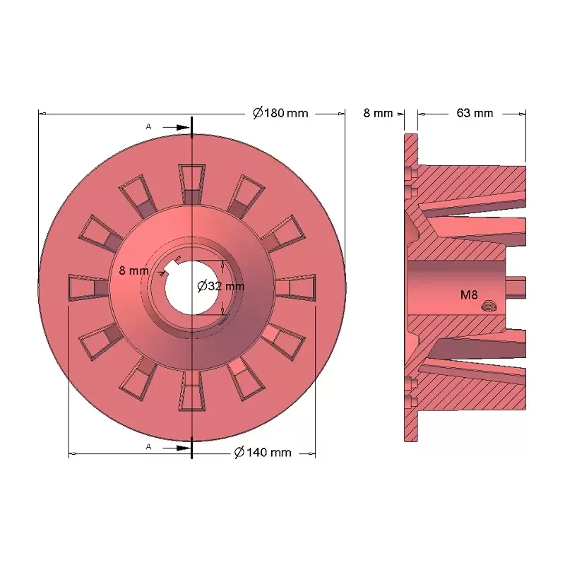 Rolle Nr. 130 – Antriebsrolle aus Gusseisen Ø140 mm, Teilung 40 mm, für Maschinen von Grimme Europa Standard | OEM Grimme 006.00089 | Hersteller KiJ
