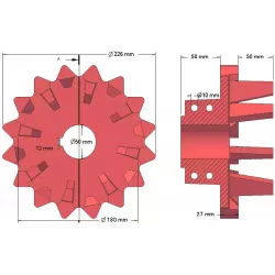 Rolle Nr. 142 – Antriebsrolle aus Gusseisen Ø180 mm, Teilung 40 mm | Hersteller KiJ
