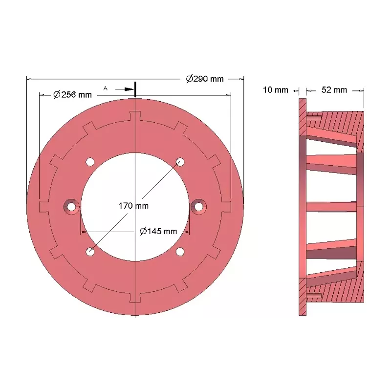 Rolle Nr. 170 – Antriebsrolle aus Gusseisen Ø251 mm, Teilung 35 mm | Hersteller KiJ