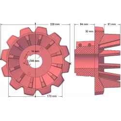 Rolle Nr. 172 – Antriebsrolle aus Gusseisen Ø170 mm, Teilung 50 mm | Hersteller KiJ