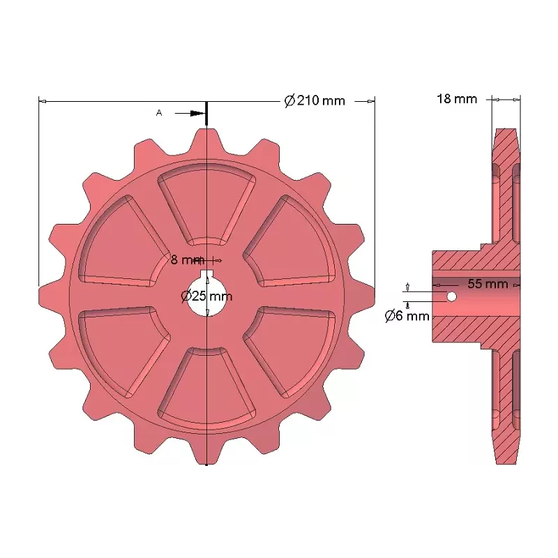 Rolle Nr. 173 – Zahnrad aus Gusseisen Ø210 mm für Maschinen von Hassia | Hersteller KiJ