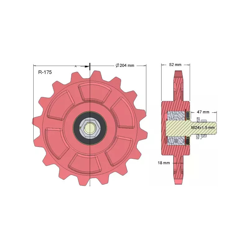 Rolle Nr. 175 – Zahnrad aus Gusseisen Ø210 mm | OEM 036245/1 | Hersteller KiJ