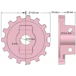 Rolle Nr. 201 – Rolle aus Gusseisen Ø124 mm | OEM 5642-63-050, 5642-63-049, 000.10.009.00 | Hersteller KiJ