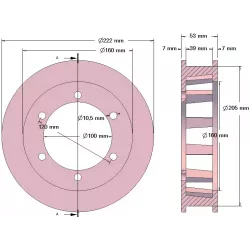 Rolle Nr. 206 – Antriebsrolle aus Gusseisen Ø205 mm, Teilung 50 mm, für Maschinen von Pomac | Hersteller KiJ