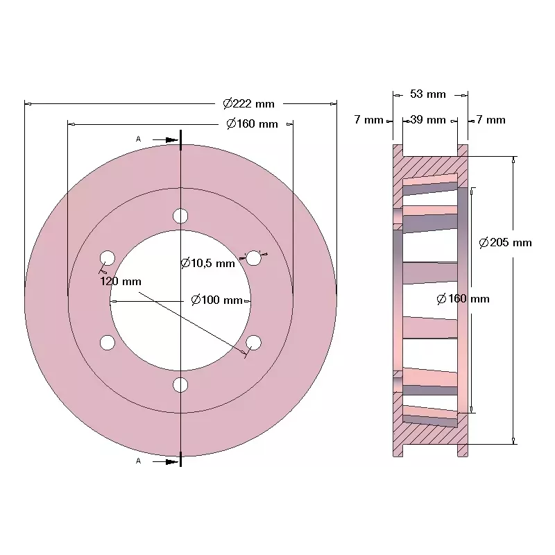 Rolle Nr. 206 – Antriebsrolle aus Gusseisen Ø205 mm, Teilung 50 mm, für Maschinen von Pomac | Hersteller KiJ
