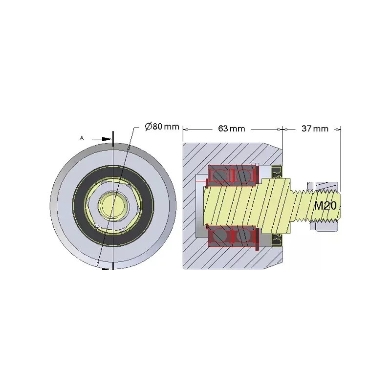 Rolle Nr. 268 – Stützrolle aus Stahl Ø80 mm für Maschinen von AVR | OEM AVR 3102.15.20 | Hersteller KiJ