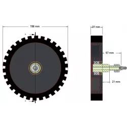 Rolle Nr. 4 – Krauteinzugsrolle aus Stahl-Gummi Ø195 mm für Maschinen von Grimme | OEM Grimme 200.05168 | Hersteller KiJ